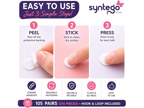 Syntego 210 x 13mm / 0.51" White Hook Fasteners
