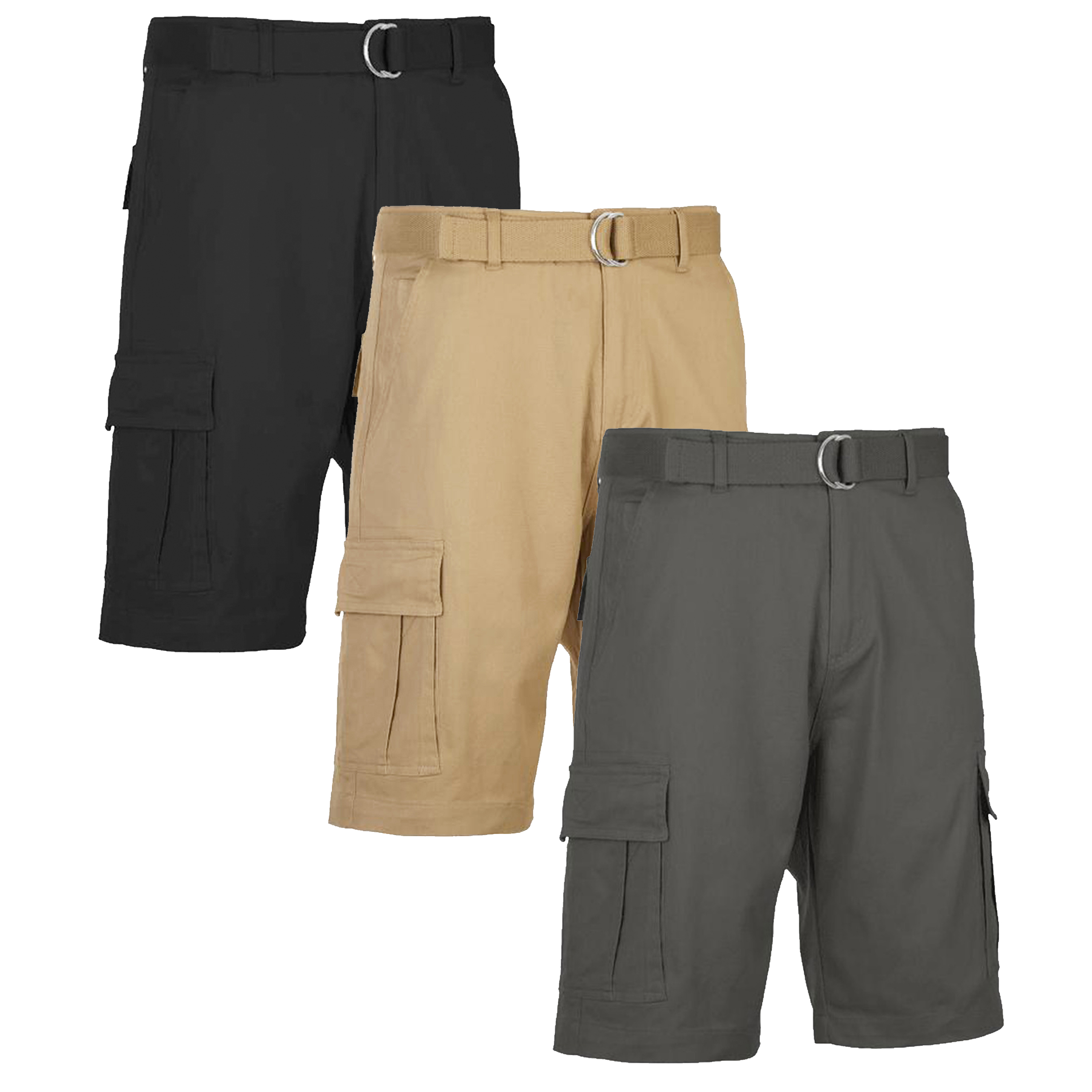 3Pk Mens Cotton Stretch Cargo Shorts (30-42) - Gallery 20