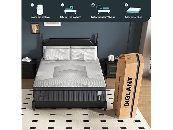 DIGLANT 14" Plush Hybrid Queen Mattress