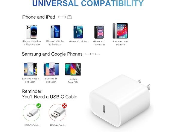 Novobit iPhone Charger Fast Charging USB C Charger