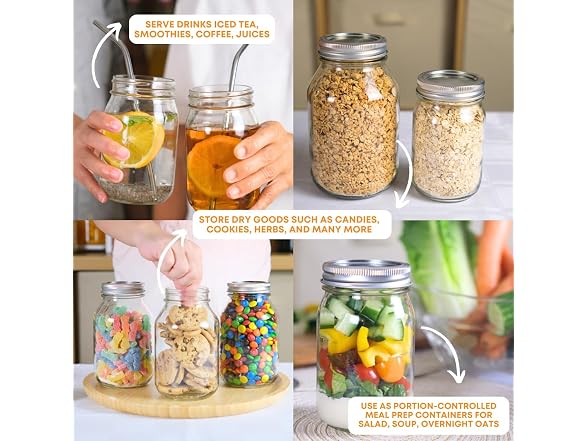 FastRack Regular Mouth Glass Mason Jars 2PK