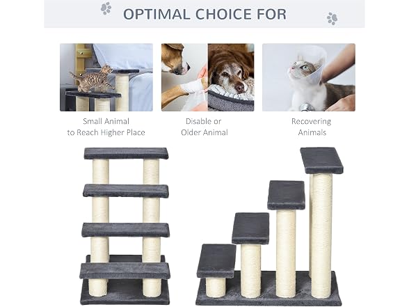 PawHut Cat Tree with 4 Steps for High Beds Couch