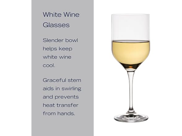 Upton White Wine Chardonnay Glasses, Set of 4, 17.5 Ounce