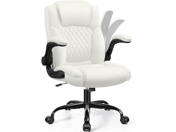 Leather Office Chair, PU Home Computer Desk Chairs with Ergo (Open Box)