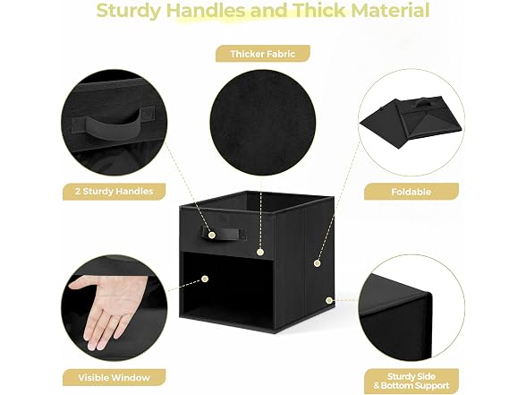 12 Pack Storage Cubes & Organizer Bins Black