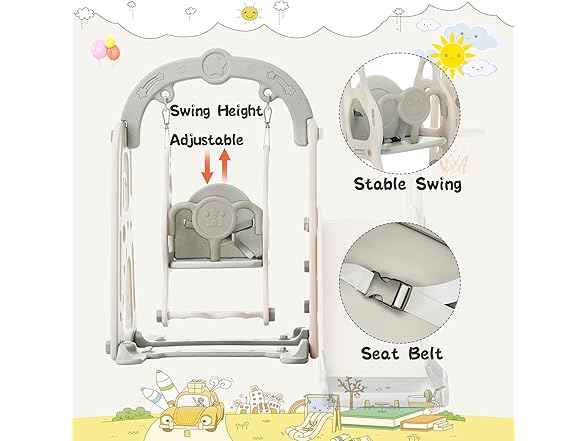 SPOFLYINN 3 in 1 Toddler and Swing Set
