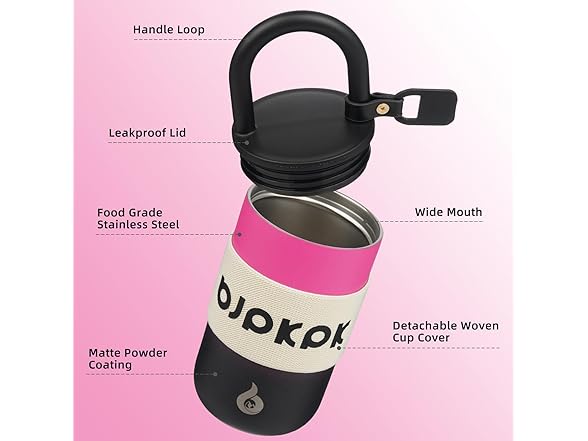 13oz Travel Coffee Mug With Lid And Handle,Pink And Black