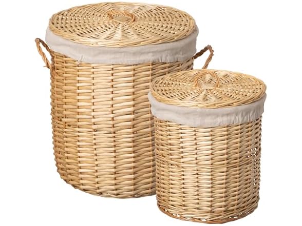 WICKERWISE Wickerwise Set of 2 Round Willow Wicker
