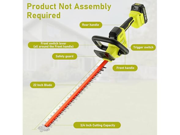 KOMASTY 22 Inch Hedge Trimmer Cordless