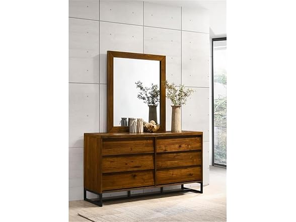 Reed Antique Coffee Wood Frame Mirror