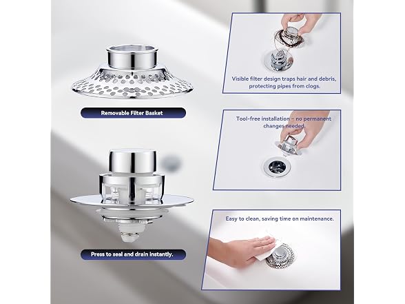 HGHGK 3-in-1 Bathtub Drain Stopper