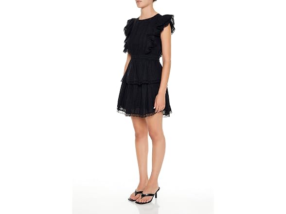 Forever 21  (M) Clip Dot Lace Ruffled Dress Black