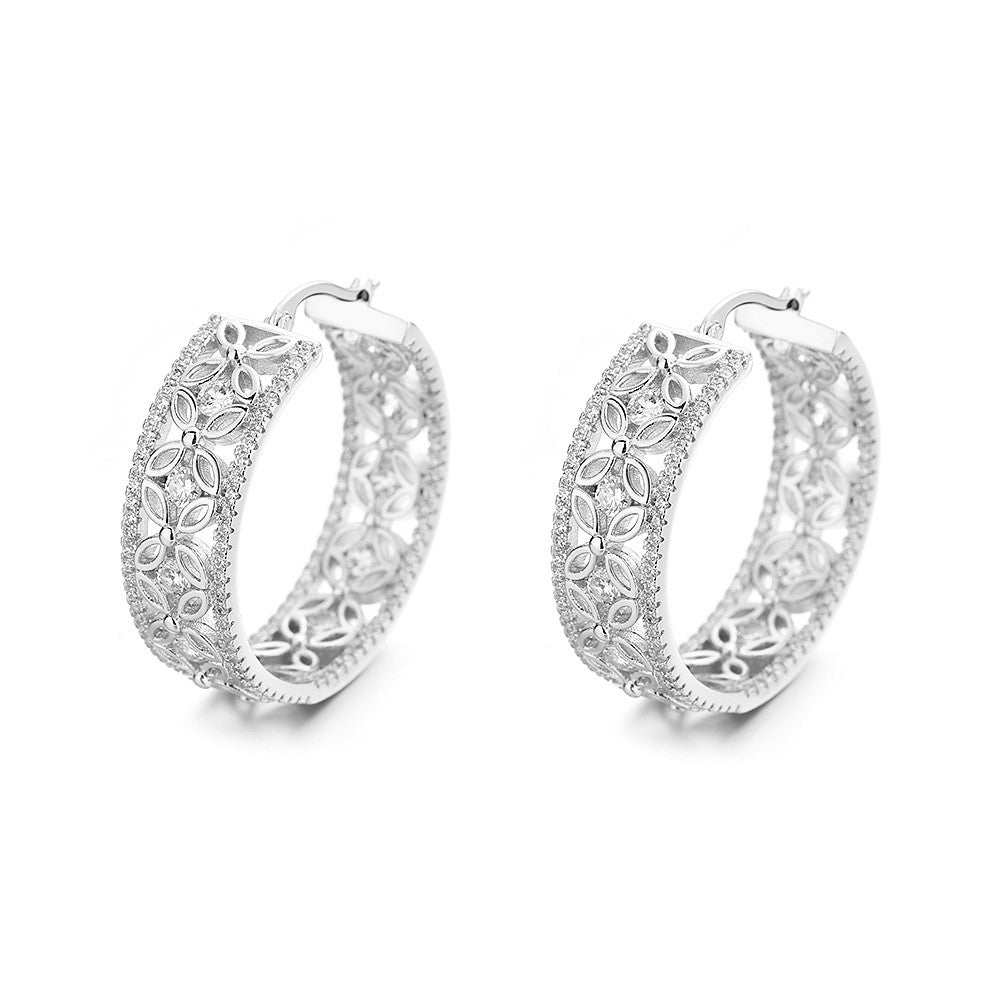 Filigree Flower Hoop Earrings - Gallery 3