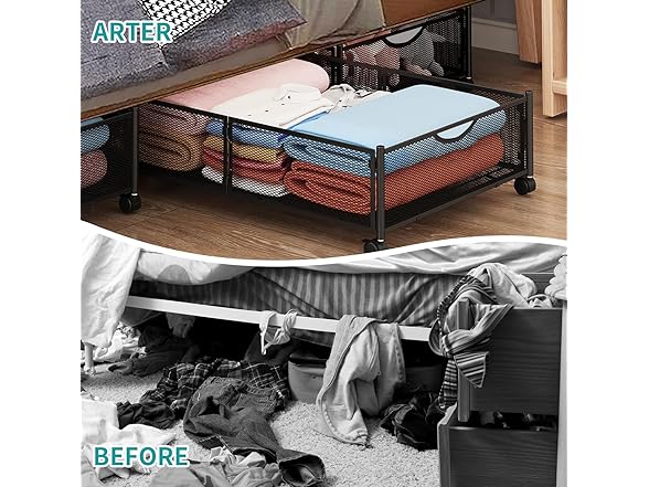 Kmise 2 pcs Underbed Storage With Wheels