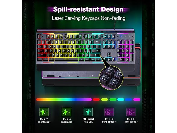 TECKNET Wired Gaming Keyboard | Full Size