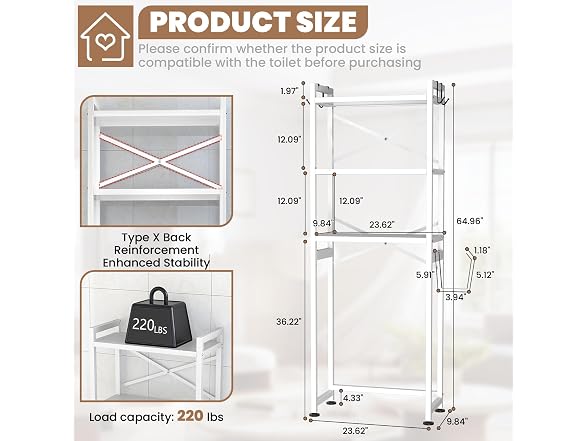 ZZL BC1205826017770 Over The Toilet Storage Rack