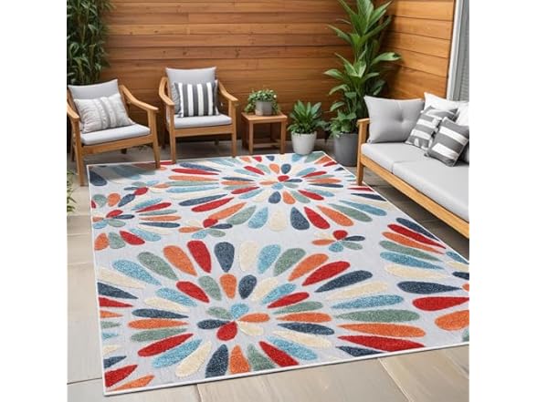 Superior Oversized Floral Indoor Outdoor Area Rug, Multicolor