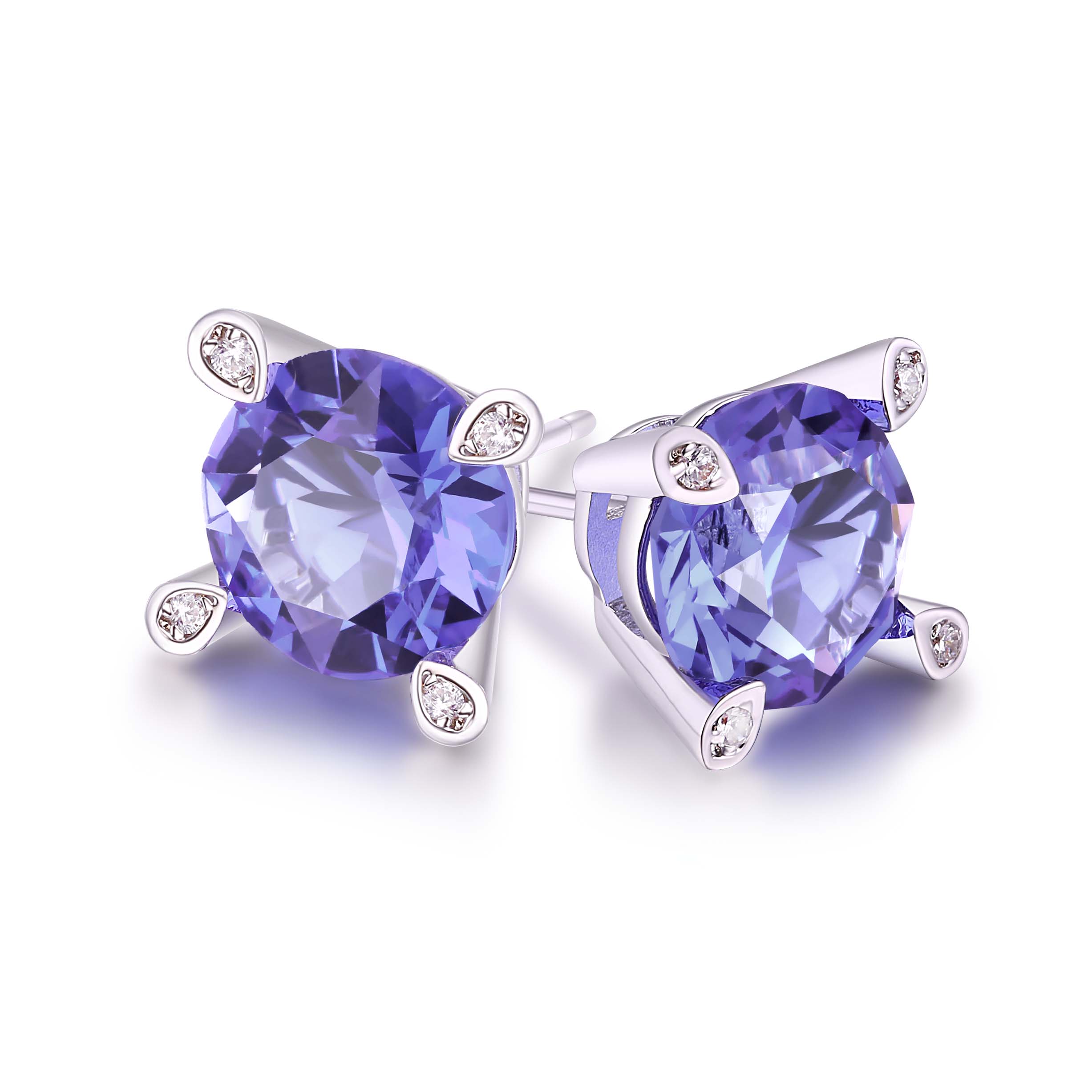 Purple Tanzanite Stud Earrings - Gallery 2