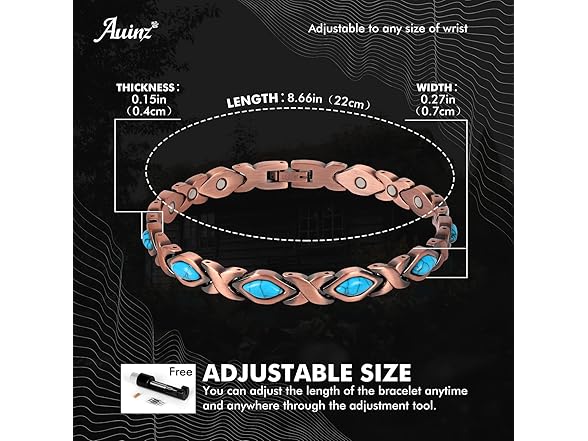 Auinz Turquoise Pure Copper Magnetic Bracelet