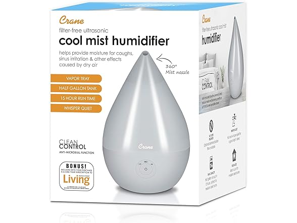 Crane Grey Cool Mist Humidifier 0.5gal