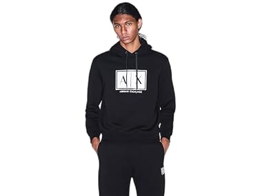 $21.99, Was $130, 83% Off! Armani Exchange Men Box Logo Hoodie Sweatshirt dealfomo