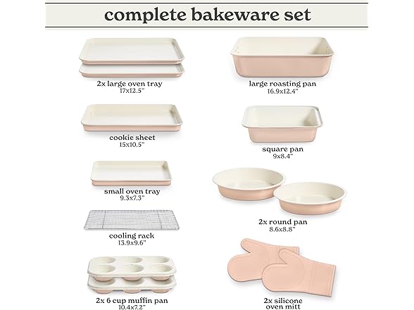 13 Pc Nonstick Bakeware Set Taupe