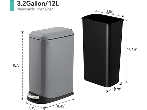 dainslef Bathroom Trash Can with Lid Gray.