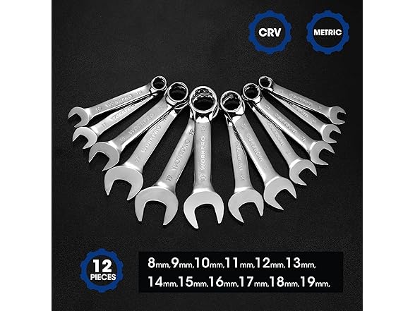 WORKPRO 12-piece Stubby Wrench Set Green