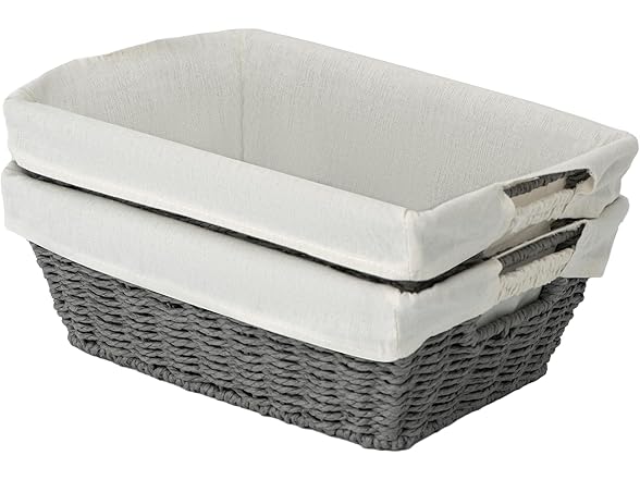 Sukkiri Homu Trapezoid Storage Basket with Handle, Set of 2 Grey