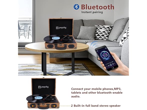 Popsky Record Player with Speakers
