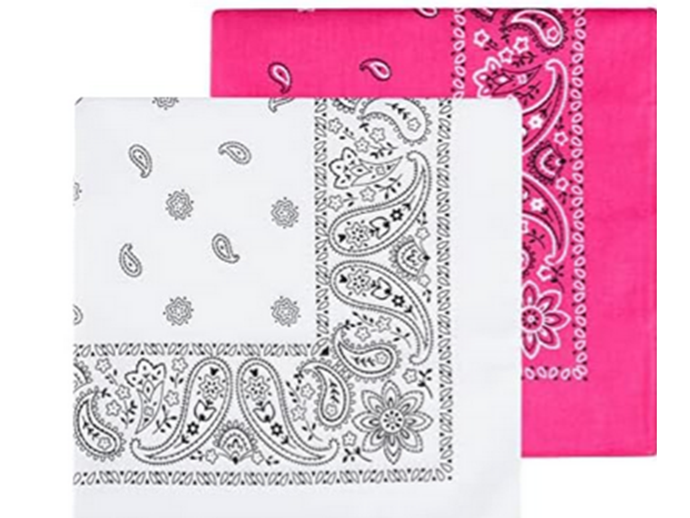 Levi's Men's 100% Cotton Multi-purpose Bandana Gift Sets – Headband, Wrap, Protective Coverage, Pink/White, Pack 2