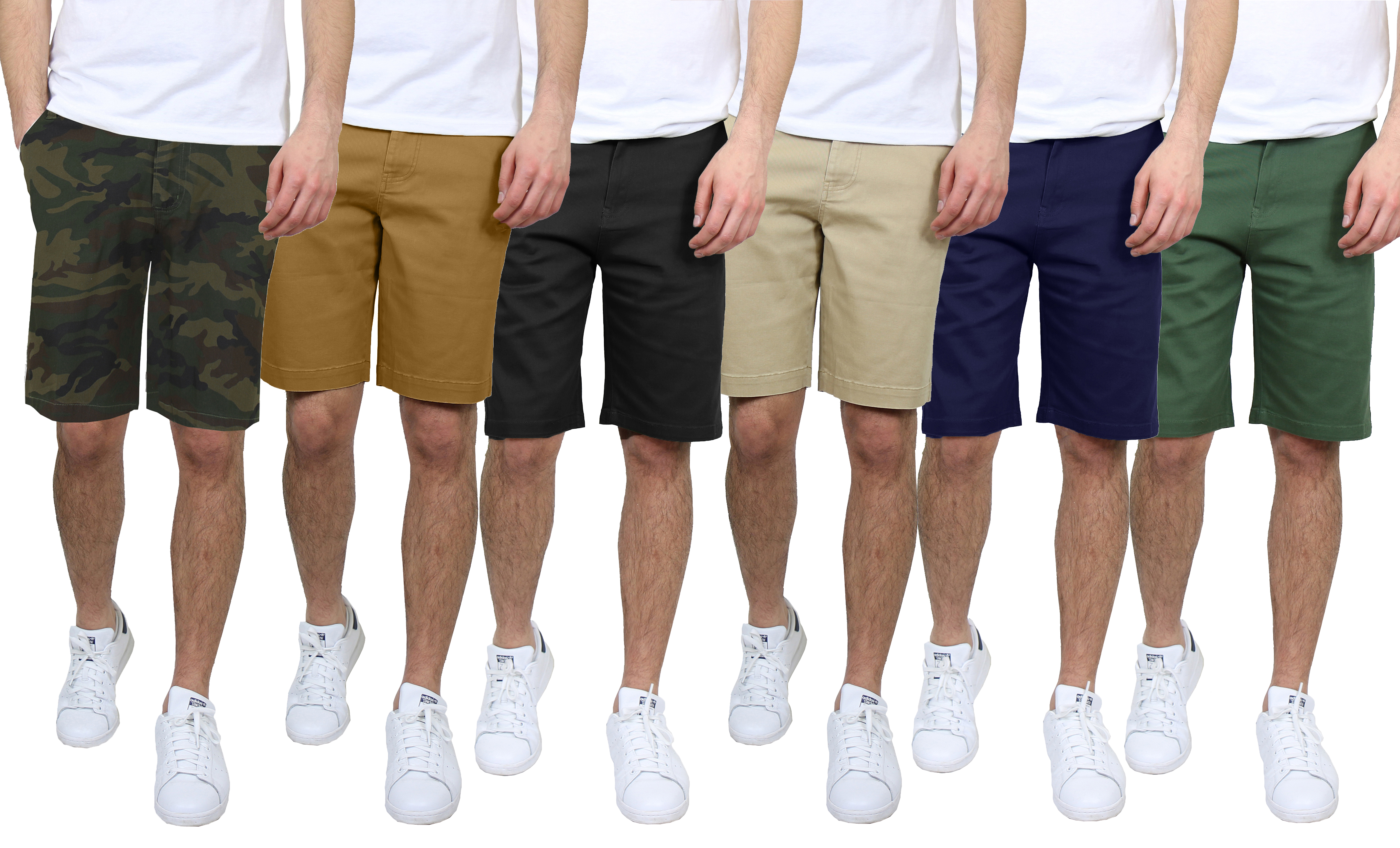 3Pk Mens Cotton Stretch Chino Shorts (30-42) - Gallery 10