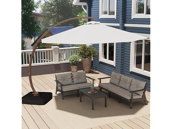 BRIOPAWS 11FT-Cantilever-Patio-Umbrella-with-Base-Included