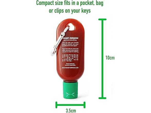 3PK Pocket Sriracha Mini Sriracha Hot Sauce Keyring