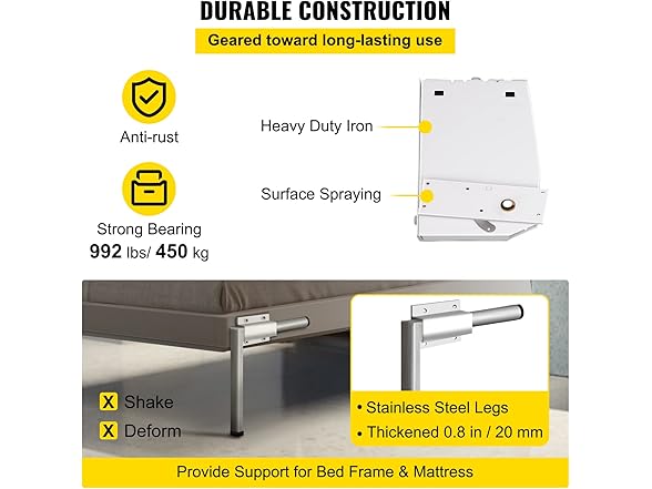 VEVOR Murphy Mounting Wall Springs Mechanism Heavy Duty Support Hardwa