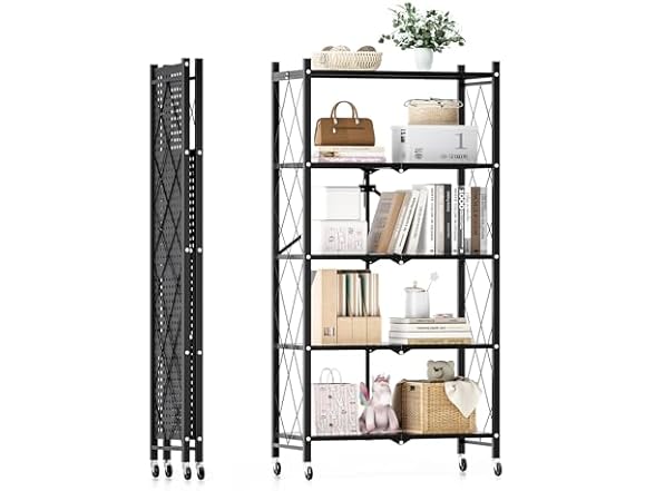 HealSmart Heavy Duty 5-Tier Foldable Metal Rack