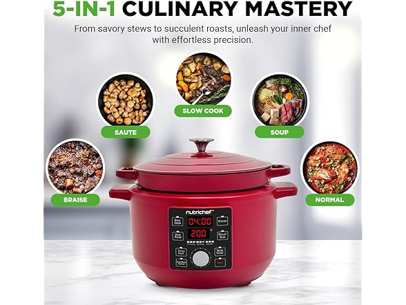 Nutrichef 6 Quart Electric Dutch Oven