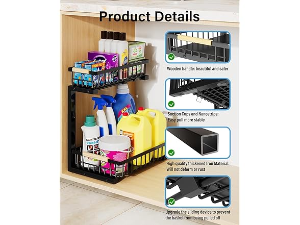 Under Sink Organizer Storage for Families 2 PK
