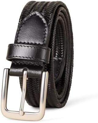 Amazon Essentials Men's Tubular Stretch Weave Belt, Black, 44