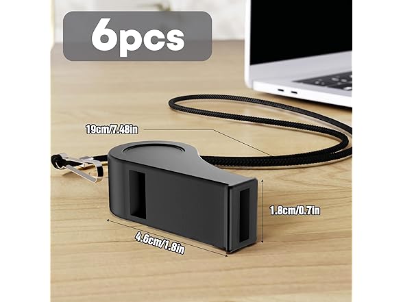 FlyCoco Black Sport Coach Whistle 6PCS