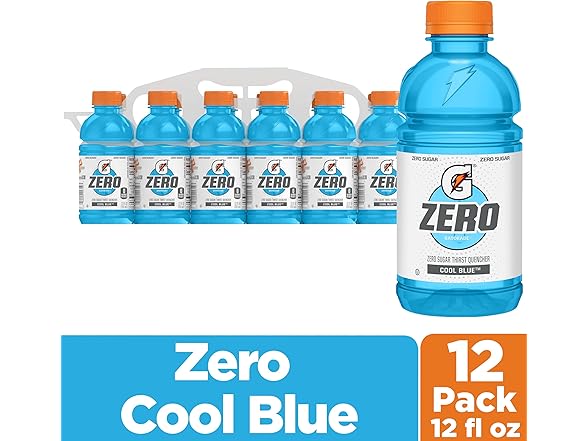 12PK Gatorade Zero Thirst Quencher Sports Drink Cool Blue