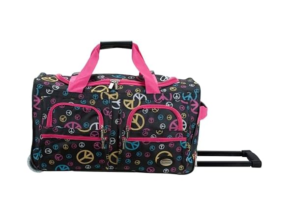 Rockland 22" Polyester Rolling Duffel Bag, Peace