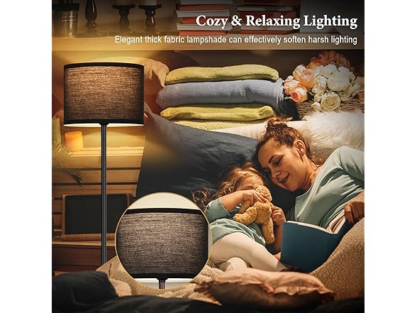 TOBUSA 65’’ Black Floor Lamp with Black Shade