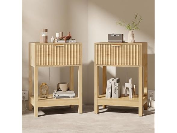 Nasonet Oak Nightstands with Drawer