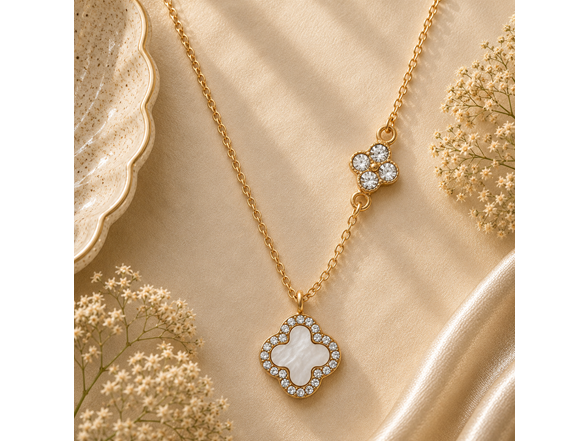 Clover Pendant with Secondary CZ Charm