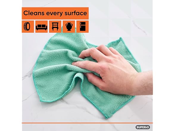 Superio Microfiber Cleaning Cloth for Cars, 72 Pack