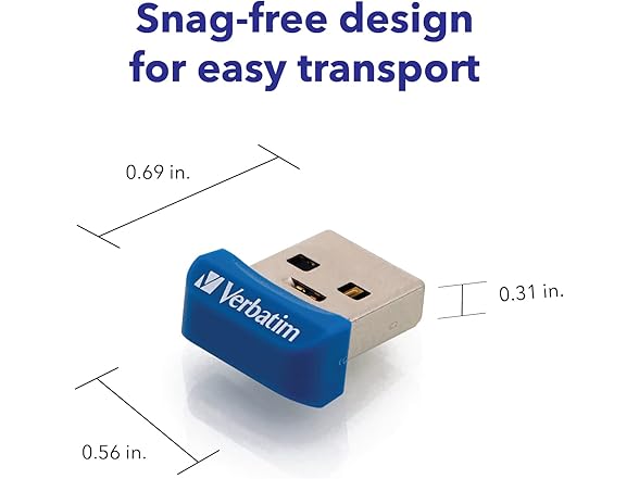 Verbatim 16GB Store 'n' Stay Nano USB 3.2 Gen 1 Flash Drive Snag-Free Low Profile Thumb Drive - Blue (Open Box)
