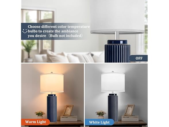 TOBUSA HKRC-TL-TB0311-BU-2 Dark Blue Ceramic Table Lamps