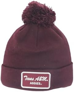 ZHATS Standard NCAA Officially Licensed Pom Beanie Patch Brick Team Color, One Size