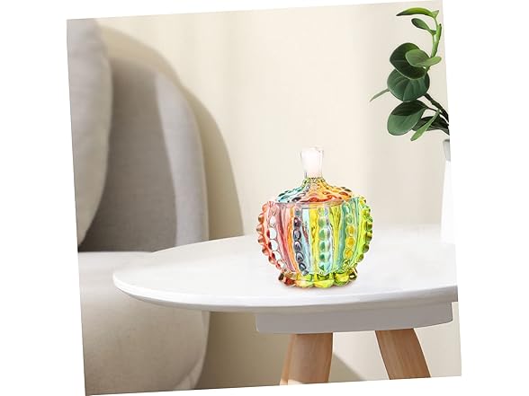 Homoyoyo Colorful Glass Candy Jar w/Lid